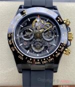 Super Clone Rolex Daytona Blaken Skeleton Dial Cal.4130 Black Oysterflex Band